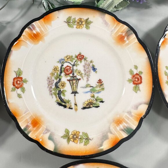 Lusterware Plates Japanese Garden German Bread Butter Dessert Plate Hand Painted - Picture 7 of 16